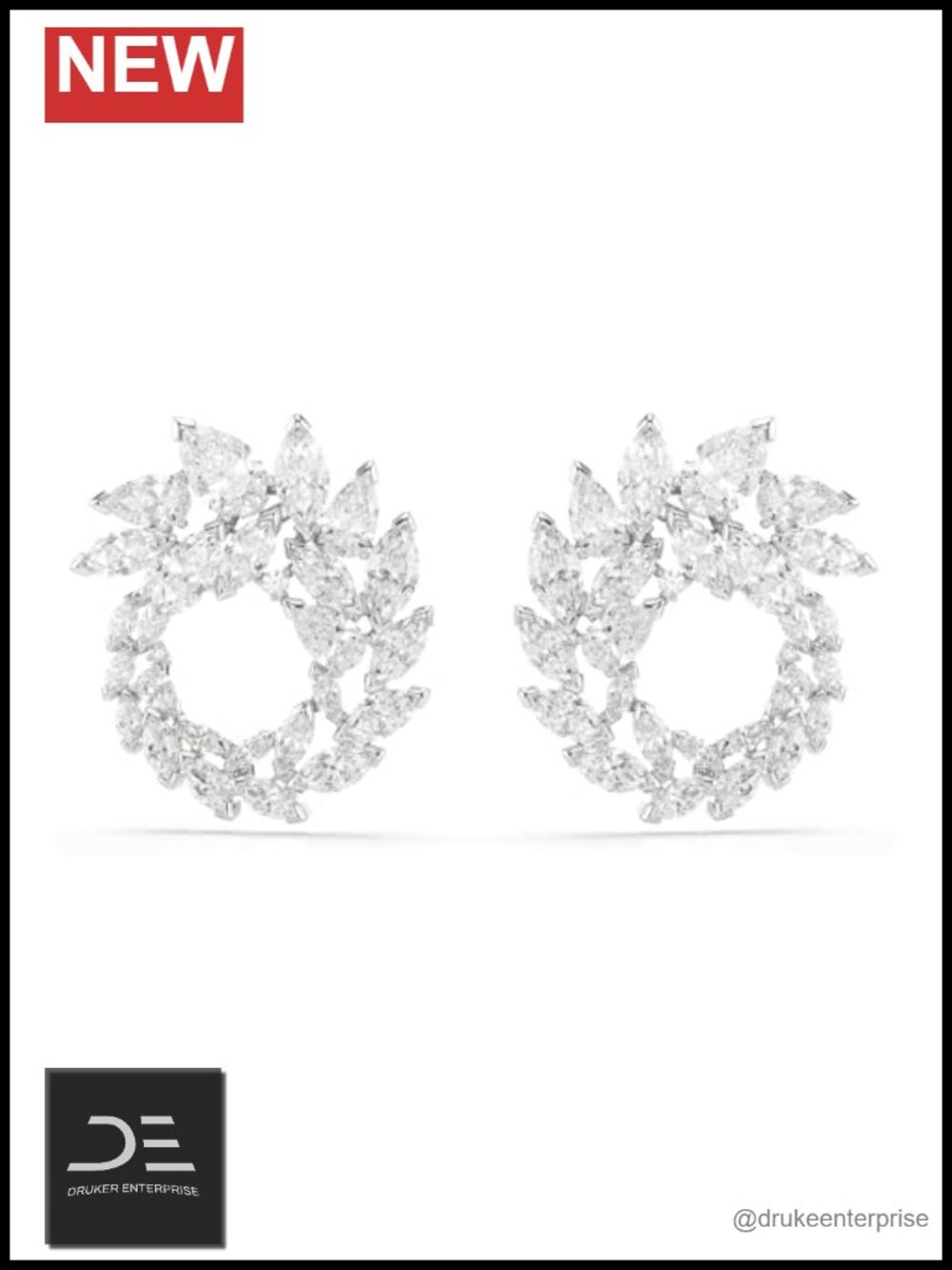Mesmera Crystal Hoop Earrings Rhodium Plated Marquise Cut